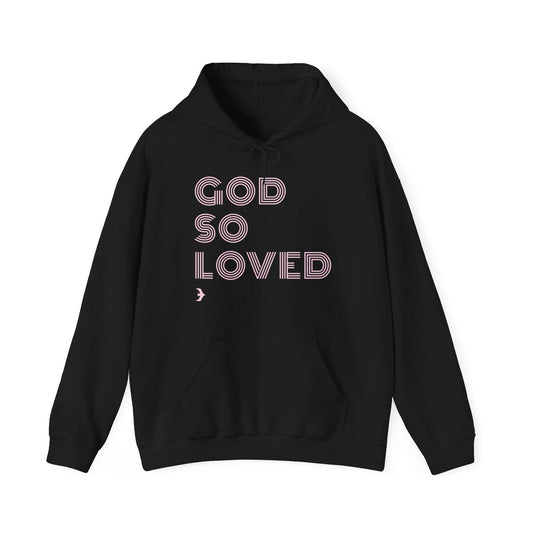 GOD SO LOVED Sporty Type Hoodie (Black/Pink)