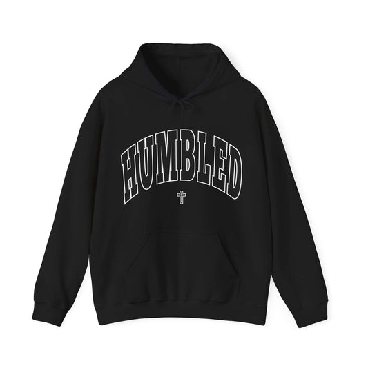 Humbled Slab Hoodie (Black/White Outline) - Domini Design Co