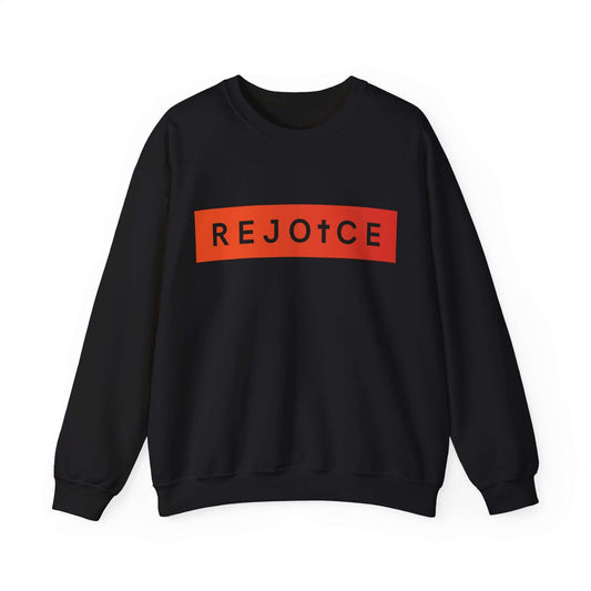 REJOICE Big Bar Crewneck (Black/Orange) - Domini Design Co